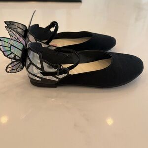 Sophia Webster Black Ballet Flats with Butterfly Wings